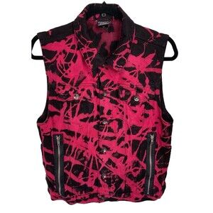 Misfits X Social Collision Button Up Vest Size XS Red‎ Black 90’s Y2K Punk Rock